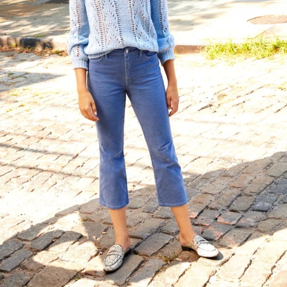 Popsugar Crop Flared Light Blue Corduroy Jeans